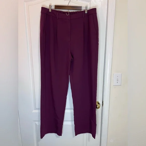 Old navy burgundy Extra High-Rise Taylor Wide Leg Trouser size XL tall - Picture 3 of 12